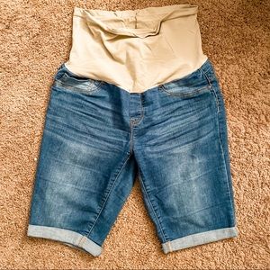 Maternity Bermuda Jean Shorts with Belly Band